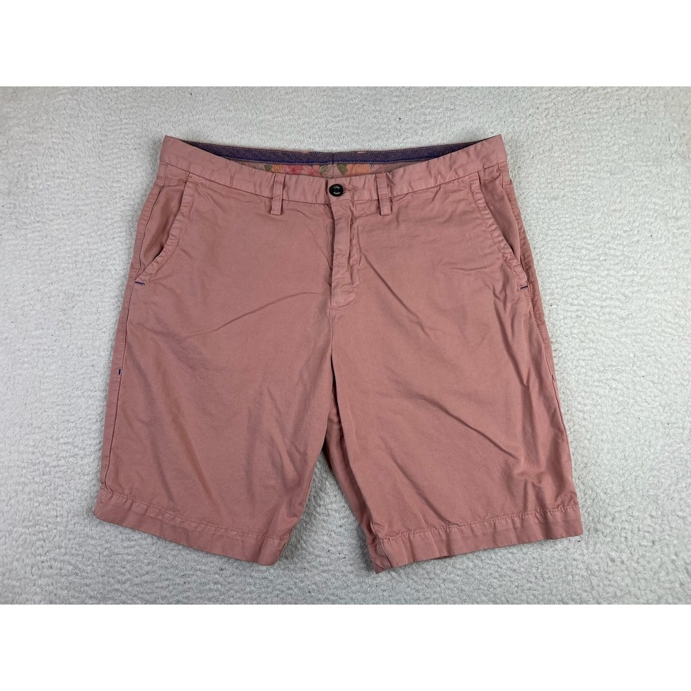 Tommy Bahama Mens 35 Pink Chino Shorts Pima Cotton Modal Flat Front 10in Inseam